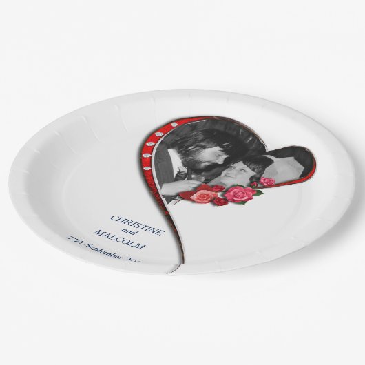 Swirling hart bruiloft papieren bordje (Gekanteld)