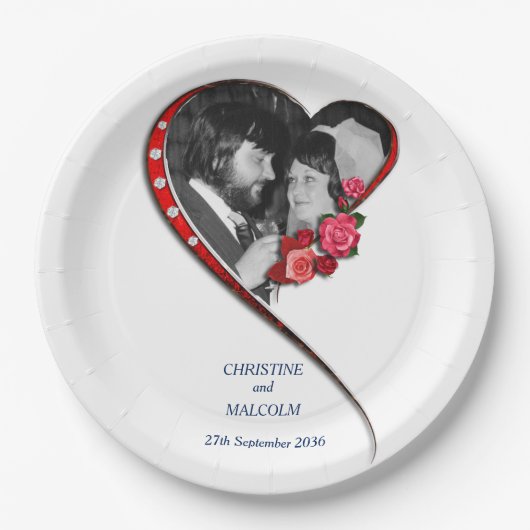 Swirling hart bruiloft papieren bordje (Voorkant)