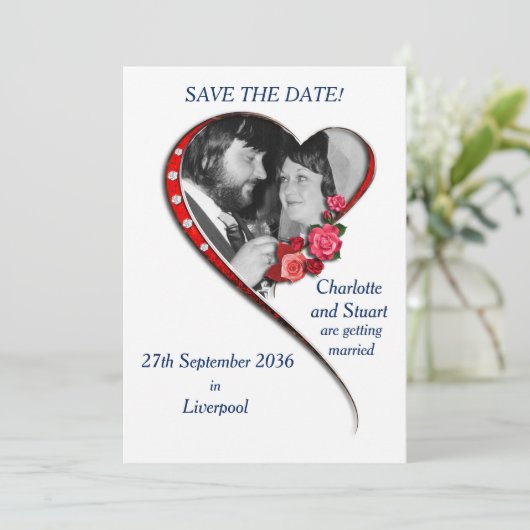 Swirling hart bruiloft plat opslaan van de datum K Save The Date (Staand voorkant)