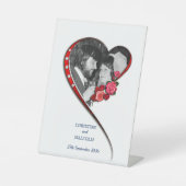 Swirling hart bruiloft reclamebord met voetstuk (Voorkant)