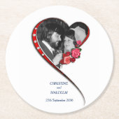 Swirling hart bruiloft ronde kartonnen onderzetter (Voorkant)