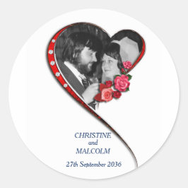 Swirling hart bruiloft ronde sticker