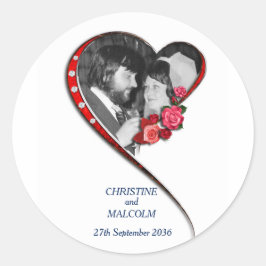 Swirling hart bruiloft ronde sticker
