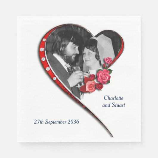 Swirling hart bruiloft servet (Voorkant)