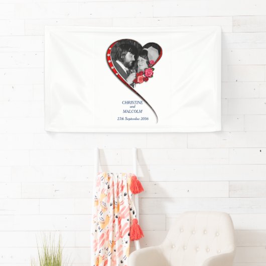 Swirling hart bruiloft spandoek (Insitu)