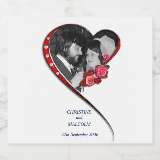 Swirling hart bruiloft sparkling wijnetiket (Enkel label)