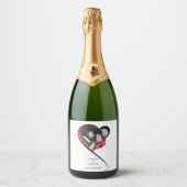 Swirling hart bruiloft sparkling wijnetiket (Voorkant)