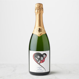 Swirling hart bruiloft sparkling wijnetiket