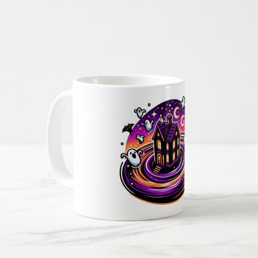 Swirling Haunted House Halloween Mok - Schattigee  (Voorkant links)