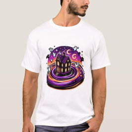 Swirling Haunted House Halloween Schattigee geeste T-shirt