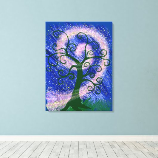 Swirling Magic Tree Canvas Afdruk (Insitu (Houten vloer))