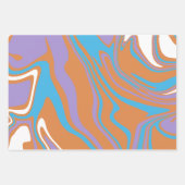 Swirling Orange, Purple, Blue, & white Fluid Art Inpakpapier Vel (Voorkant 3)