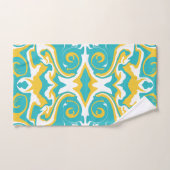 Swirling Patroon in Turquoise en Geel Bad Handdoek (Handdoek)