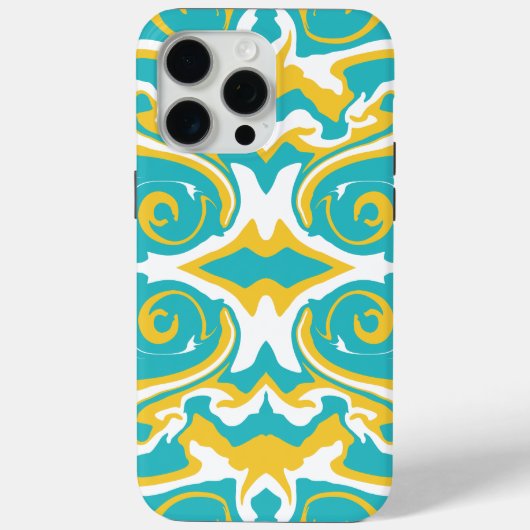 Swirling Patroon in Turquoise en Geel Case-Mate iPhone Case (Achterkant)