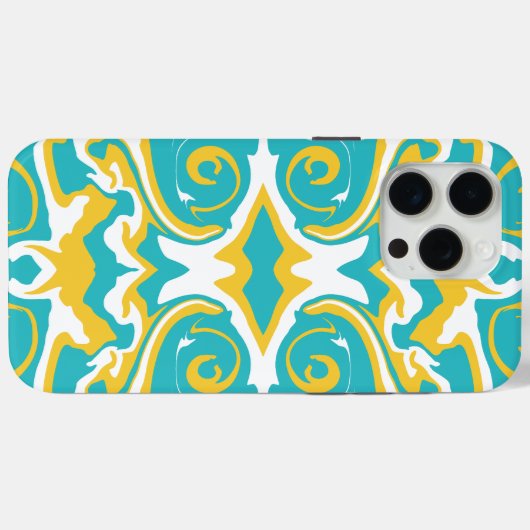 Swirling Patroon in Turquoise en Geel Case-Mate iPhone Case (Achterkant (horizontaal))