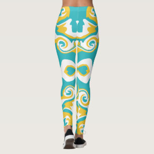 Swirling Patroon in Turquoise en Geel Leggings
