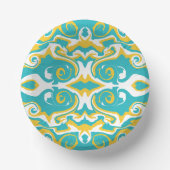 Swirling Patroon in Turquoise en Geel Papieren Kommen (Voorkant)