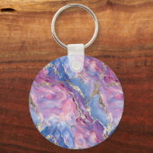 Swirling Pattern of Marbled Effect Pink and Blue Sleutelhanger (Achterkant)