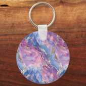 Swirling Pattern of Marbled Effect Pink and Blue Sleutelhanger (Voorkant)