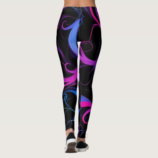 💫 Swirling Pink & Violet Pattern - Elegant & Myst Leggings (Achterkant)