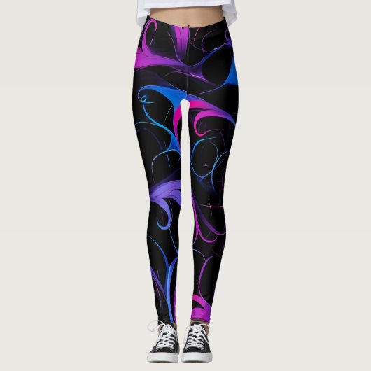 💫 Swirling Pink & Violet Pattern - Elegant & Myst Leggings (Voorkant)