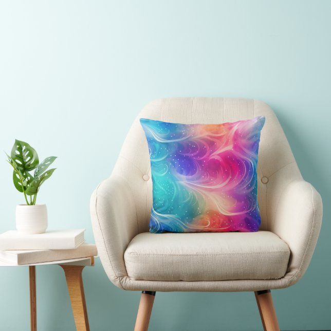 Swirling Rainbow Abstract Throw Pillow Kussen (Stoel)