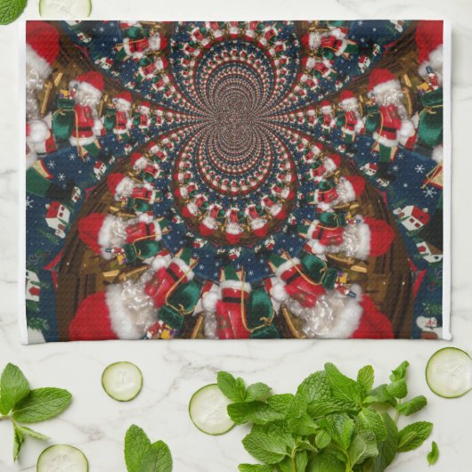 Swirling Santa Magic: Vakantie Mokken & Keuken Ide Theedoek (Gevouwen)