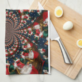 Swirling Santa Magic: Vakantie Mokken & Keuken Ide Theedoek (Quarter Fold)