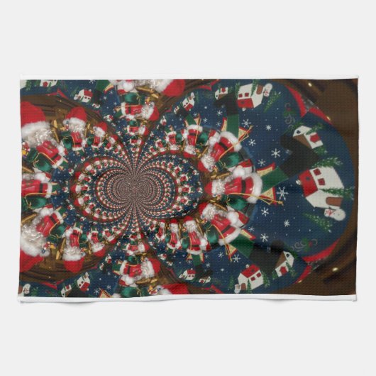 Swirling Santa Magic: Vakantie Mokken & Keuken Ide Theedoek (Horizontaal)