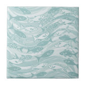 Swirling School of Fish in Teal ID1200 Tegeltje (Voorkant)