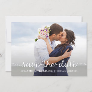 Swirling Script Wedding Save the Date Kaart
