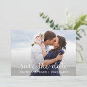 Swirling Script Wedding Save the Date Kaart (Staand voorkant)