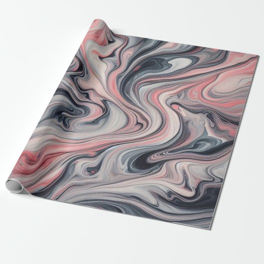 Swirling Shades of Pink, Grey, and White Cadeaupapier (Uitgerold)