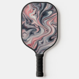 Swirling Shades of Pink, Grey, and White Pickleball Paddle