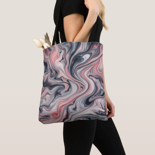 Swirling Shades of Pink, Grey, and White Tote Bag (Dichtbij)