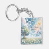 Swirling Skies / Daisies & Quote Sleutelhanger (Voorkant Links)