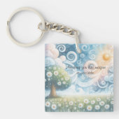 Swirling Skies / Daisies & Quote Sleutelhanger (Voorkant)
