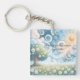 Swirling Skies / Daisies & Quote Sleutelhanger