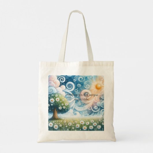 Swirling Skies / Daisies & Quote Tote Bag (Achterkant)