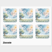 Swirling Skies / Daisies & Quote Vierkante Sticker (Vel)