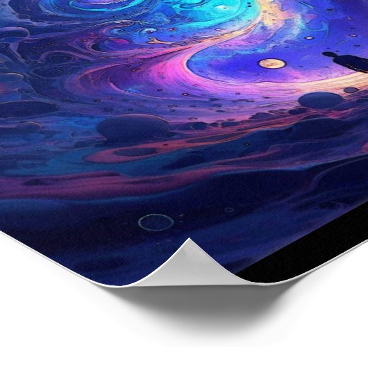 Swirling Space Warp Surreal schilderij Print (Hoek)