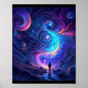 Swirling Space Warp Surreal schilderij Print