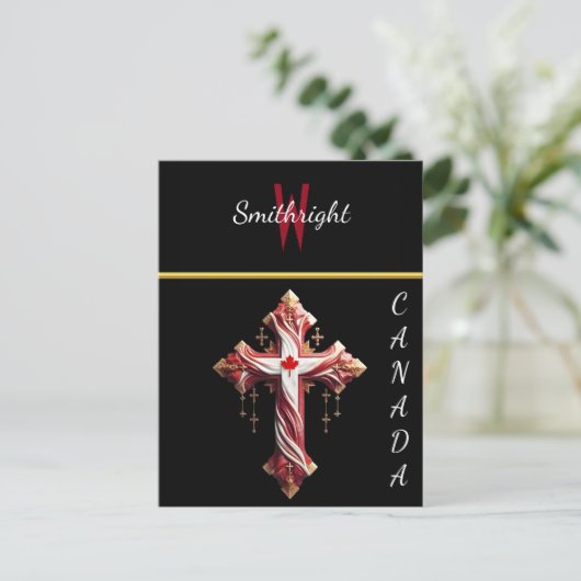 Swirling Symmetrie: Rood en Wit Kruis op Muur Briefkaart (Staand voorkant)