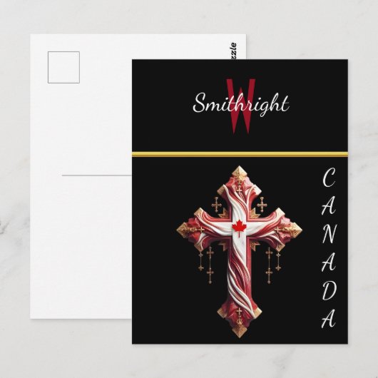 Swirling Symmetrie: Rood en Wit Kruis op Muur Briefkaart (Voorkant / Achterkant)