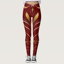Swirling Symphony in Goud & Donkerrood Leggings