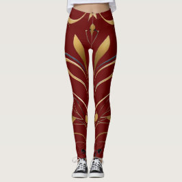 Swirling Symphony in Goud & Donkerrood Leggings