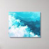 Swirling Turquoise Waves Abstract Ocean Wave Art Canvas Afdruk (Voorkant)