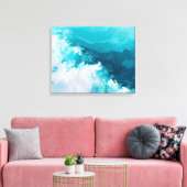 Swirling Turquoise Waves Abstract Ocean Wave Art Canvas Afdruk (Insitu (Woonkamer))