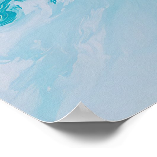 Swirling Turquoise Waves Abstract Ocean Wave Art Poster (Hoek)