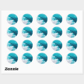 Swirling Turquoise Waves Abstract Ocean Wave Art Ronde Sticker (Vel)